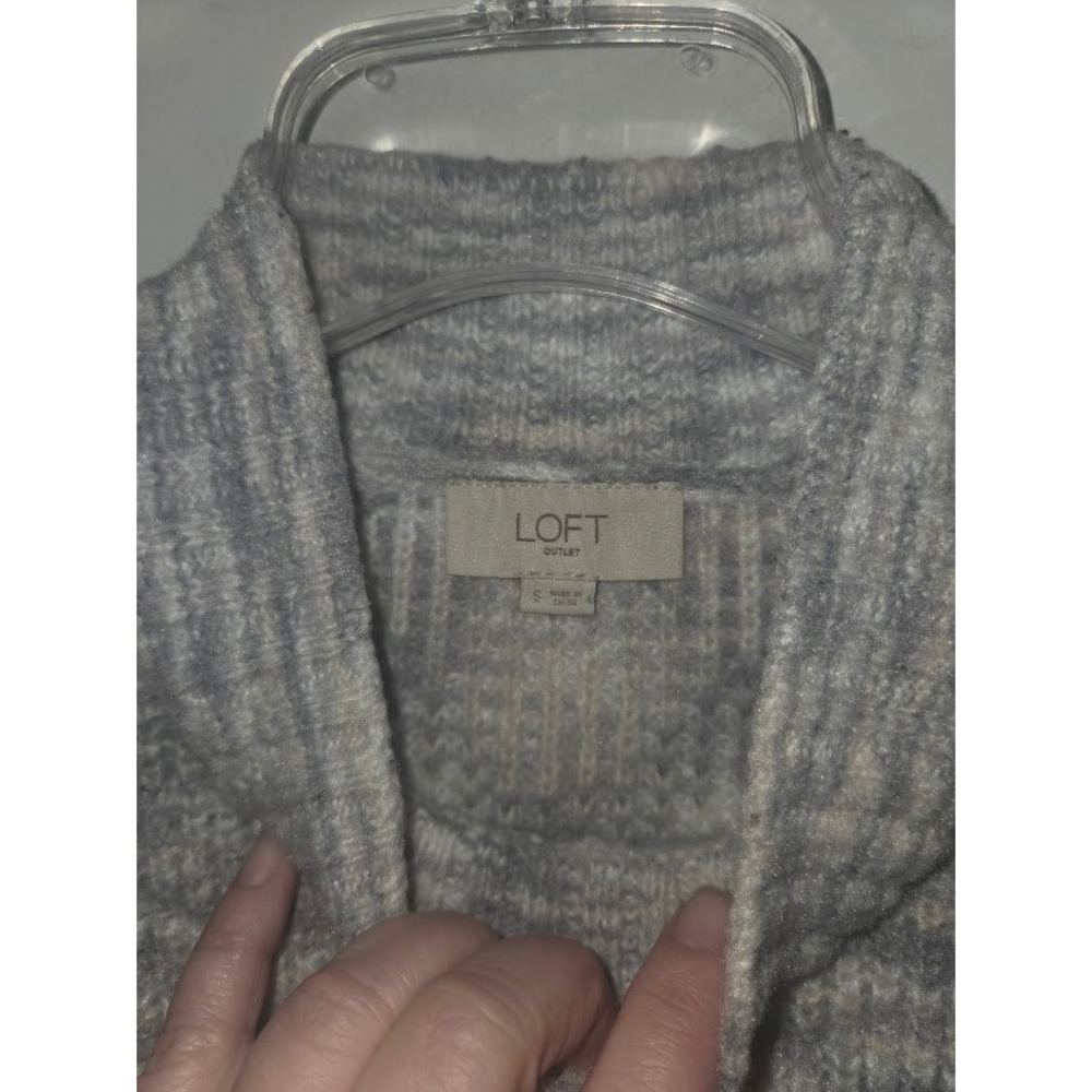 LOFT Outlet Gray White Space Dye Mock Neck Knit Sweater Small Womens - Picture 2 of 7